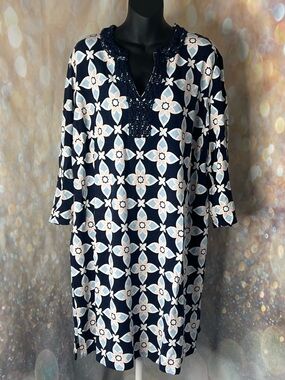 Crown & Ivy Blue Floral Print Dress Plus Size 3X EUC